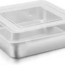E-far 9 x 9-Inch Baking Pan with lid, Square Cake Brownie Baking Pans Stainless Steel Bakeware, Non-toxic & Healthy, Easy Clean & Dishwasher Safe - 2 Pieces(1 Pan + 1 Lid)