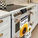 TAJWE Spring Kitchen Towels 18x26 Inch Set of 2 Sunflower Floral Sunshine Buffalo Plaid Dish Towels Farmhouse Summer Holiday Absorbent Decorative Grid Hand Towels for Kitchen Bathroom Home Decoration