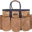 Readywares 14" Waxed Canvas Supply Bag/Garden Tool Tote/Cleaning Organizer/Mobile Bar/Versatile Storage Tote With Pockets/Utility Bag with Heavy Duty Handles