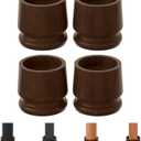 TQVAI Large Bed Risers Heavy Duty, 4" H(Inner 3" H), 2200 LBS Loading Capacity, Anti-Fall Edge, 4 Pack Wooden Bed Lifts Risers with Non-Slip Pads for King Queen Twin Full Bed Frame, Retro Brown