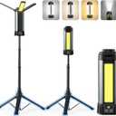 Rechargeable Camping Light with Stand 54" 3 LED Lamp Heads Detachable Tripod, 6000mAh 2000 Lumen Dimmable, Magnetic Emergency Flashlight, Outdoor Indoor Jobsite Workshop,Portable Cordless