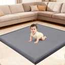 Ultra Soft Baby Play Mat for Floor, 50"x50" Playpen Mat, 1.3" Thick Memory Foam, Non-Slip Tummy Time Mat for Infants, Toddlers, and Kids Water-Repellent Coral Velvet, Easy Care