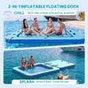 2 in 1 Inflatable Floating Dock with Mesh Swim Area & Pool Island Platform | 8.2x7.2FT Durable Inflatable Dock with Safety Rope, Air Pump, Repair Kit, Storage Bag, Linking Ropes for Swimming, Beach