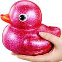 Honoson 6.89 Inch Giant Glitter Rubber Duck Big Glitter Rubber Duck Large Sparkly Duckling Bath Toy with Squeaky Sound for Summer Baby Shower Birthday Party Favor Gift(Purple)