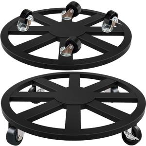 Pack of 2 Plant Caddy with Wheels, 12'' Heavy Duty Rolling Plant Stand with 360 Wheels Metal Plant Rollers Plant Dolly with Lockable Caster for Outdoor Indoor Plant Flower Pots