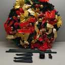 6.5 Ft Prelit Full Pop up Christmas Tree with Timer 8 Mode 200 Warm Lights, Ornaments, Red&Gold Ribbon, Flowers, Bows,UL Plug Powered, Fire-Resistant Collapsible Outdoor Indoor Holiday Party Decor