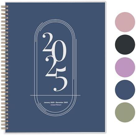 Rileys 2025 Weekly Planner - Annual Weekly & Monthly Agenda Planner, Jan - Dec 2025, Flexible Cover, Notes Pages, Twin-Wire Binding (8.5 x 11-Inches, Blue) 4 PCS