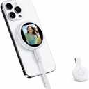 Selfie Monitor Screen for iPhone, Back Camera Preview with Remote, Plug and Play, No App Required, Magnetic Vlog Selfie Monitor Screen, 60FPS AMOLED Display for Live Stream TikTok YouTube - Off White