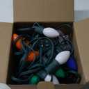 C7 Vintage Christmas Lights Outdoor Multicolor Tree String, 25FT Colorful Indoor Hanging Decorations for House Garden Patio Party (Green Wire)