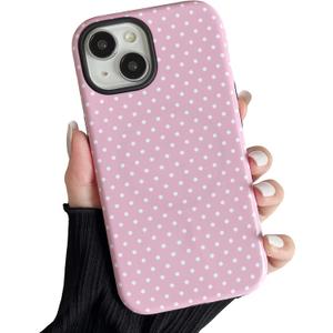 ZTOFERA Magnetic Case for iPhone 15, Polka Dot Phone Case Cute for Girl Women, Compatible with Magsafe, Hard PC+Soft TPU Protective Phone Cover for iPhone 15-Pink