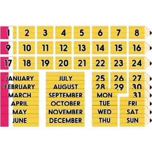 JarThenaAMCS 50Pcs Pencil Magnetic Fridge Calendar Months Days of The Week Number Magnets Date Indicators for Back to School Home Office Classroom Whiteboard Refrigerator Supplies