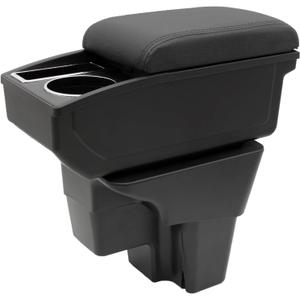 YJYWZH Car Armrest Box for Kia Rio 2018-2023 Auto Accessories Center Console Leather Arm Rest Double-Layer Storage Space with Cup Holder (Black Thread)