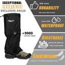 Frelaxy Leg Gaiters Ultra HIGH-Performance Hunting Gaiters, 100% Waterproof Hiking Gaiters with Upgraded Rubber Foot Strap, Adjustable Snow Boot Gaiters (Black, M)
