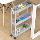 SPACELEAD Slim Storage Cart 3 Tier,Bathroom Organizer Rolling Utility,Mobile Shelving Unit Slide Out for Office, Kitchen, Laundry Room & Narrow Places,Gray