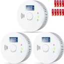  3 Pack,Smoke Detector and Carbon Monoxide Detector Combo,2 in 1 CO & Smoke Alarm, LCD Screen, LED Warning Light Indicators, Voice Alerts, Replaceable Battery, Easy to Install