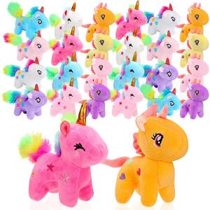 Wettarn 24 Pcs Mini Plush Unicorn Stuffed Animals Unicorn Party Favors Bulk Toys DIY Plush Keychain Small Stuffed Animal for Basket Stuffers Classroom Birthday Wedding Party Gift (Bright Color)