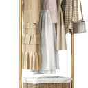 Gold Clothing Rack with Shelves, Coat Racks Freestanding with Marble Base, Clothing Rack for Hanging Clothes, Gold Garment Rack for Boutiques, Bedroom (2 tier, 31.5")