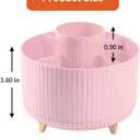 2 x Pencil Pen Holder for Desktop, 360 Degree Rotating Pencil Holder for Desk Organizer, 5 Slots Rotating Desk Pen Organizer for Office School Home, Pink