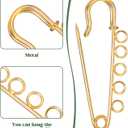 20 Pcs Safety Pin Brooch Decorative Safety Pins with 5 Loops Heavy Duty Big Safetys Pins Jewelry for Blankets Skirts Knitted Fabric Women Gold 1.96 x 0.59 Inch, 50x15mm / 1.96x0.59inch