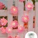 Cherry Blossom Flower String Lights for Bedroom, Pink Fairy Lights Battery Operated with Remote & 8 Modes & Timer, 10ft 30 LED Waterproof String Light Indoor Outdoor for Wedding Home Christmas Decor