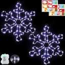 Hiboom 2 Pack Christmas Window Lights, 12 Inch Snowflake Lighted Decorations Wrapped with LED String Lights, 8 Modes Battery Powered Christmas Window Light for Xmas Indoor Decor (Cool White)