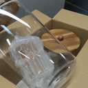 2 PCS 1 Gallon Drink dispenser, Glass Beverage Dispenser With Wood Stand, Large Water Drink Dispensers for Parties With Stainless Steel Spigot, Ideal for Lemonade,Juice, Tea, and Party Drinks