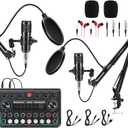 Znclces 2025 Upgraded Podcast Equipment Bundle for 2, Recording Studio Package with Pro Audio Interface(4 Customize SE) and Podcast Microphone for Gamer Podcasting, Recording, Singing, Streaming