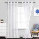JIUZHEN White Sheer Curtains 120 inches Long, Extra Long Light Filtering Semi Transparent Grommet Window Curtains for Living Room/Sliding Glass Door, W52 x L120, Set of 2 Drape Panels (52"W x 120"L (Pack of 2))