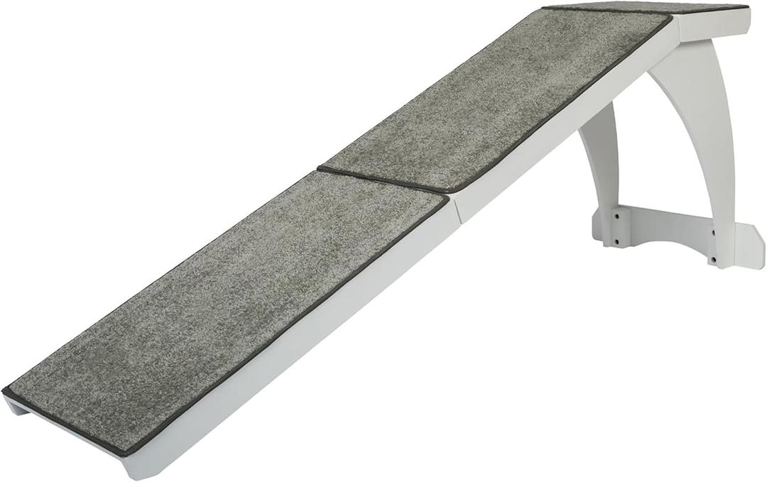 PetSafe CozyUp Bed Ramp - Supports Pets Back & Joints - High Traction Carpet Surface - Furniture-Grade Wood - Cherry or White Finish - Heavy Duty Bed Access Ramp - White