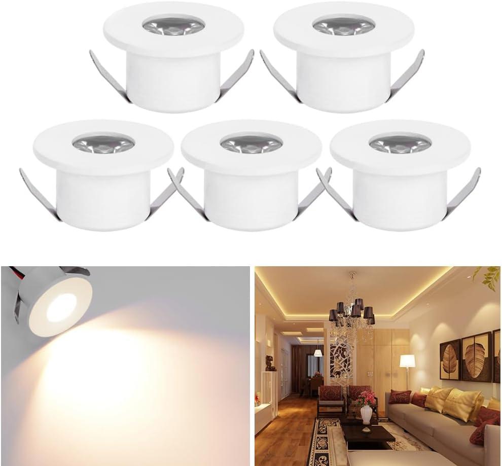 5 Pack 1W Mini LED Recessed Lighting, 1 Inch Recessed LED Lights with Driver Power Supply, AC 110V Under Cabinet Lighting Under Cabinet Lights 120LM 3000K Warm White 5 Pack 1W Mini LED Recessed Lighting, 1 Inch Recessed LED Lights with Driver Power Supply, AC 110V Under Cabinet Lighting Under Cabinet Lights 120LM 3000K Warm White