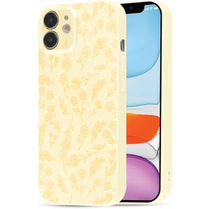 For iPhone 11 6,1'' Case, Aesthetic Flower Pattern Cute Phone Case, Exquisite Design Soft Slim TPU Shockproof Protective Phone Cover for Girls Women Floral Stylish Case, Yellow