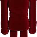 Luxury Red Velvet Nutcracker Soldier Figurine - 12 Inch Tall Wooden Christmas Decoration - Festive Holiday Mantel & Tabletop Decor - Elegant Collectible Ornament (FLK-Red, 30CM)