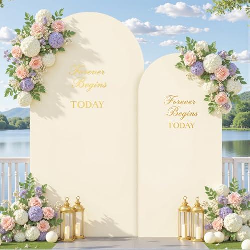 Beige Arch Backdrop Cover Set of 2-7.2 and 6ft Beige Arch Covers Stretchy Backdrop Spandex Wedding Balloon Arch Stand Covers for Baby Shower Birthday Party Bridal Shower Banquet Photo Background
