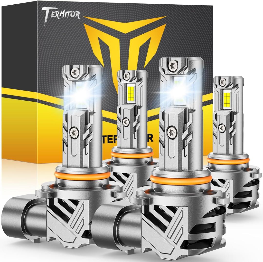 Upgraded 9005 9006 Light Bulbs Combo 120,000LM 1200% Brighter 6500K White Super Bright, 1:1 Mini Size HB3/HB4 Fog Lights with Cooling Fan, No Adapter Required Plug & Play, Pack of 4