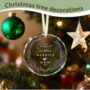 TIRYWT Wedding Gifts for Couples 2025, Christmas Mr & Mrs Gifts for Couples, Our First Christmas Married Glass Ornament for Bridal Shower Just Married Decors - A09