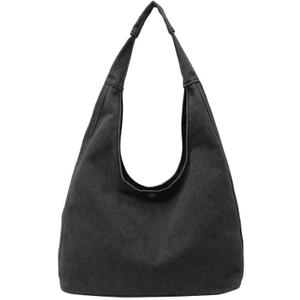 Denim Tote Bag for Women-Shoulder Handbag Perfect for Work Shopping,Hobo Bag (Black1)