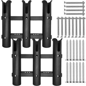 2Pcs Fishing Rod Holder Bracket Tube,3-Pole Side Mount Rod Holder with Screws Portable Boat Rod Rack Tube for Garage Wall Mounted Fishing Boat Golf Cart Cooler ATV Trailer