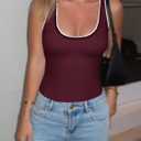 Imily Bela Womens Rib Knitted Tank Tops Crew Neck Summer Tops Sleeveless Going Out Camis Casual Loose Fit 2025 (Pink)