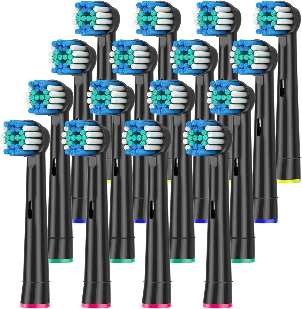 Toothbrush Heads Compatible with Oral B Electric Toothbrush,16Pcs Black Precision Standard Brush Heads, Medium Brush