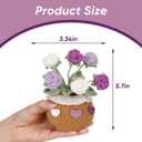 Knitting Crochet Flowers Potted Plants: Artificial Knitted Potted Flowers for Home Office Decoration (Purple Roses)
