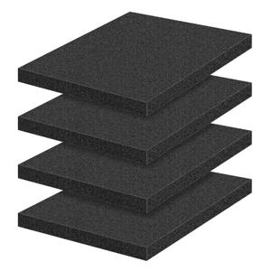 4 PCS Polyurethane Foam Sheets 16" L x 12" W x 2" T Packing Foam Inserts Cuttable Craft Foams Cushion Foams High Density Foam Pads for Case, Tool Box, Game Box, Camera, Jewelry, DIY Craft, Black (16in X 12in X 2in)