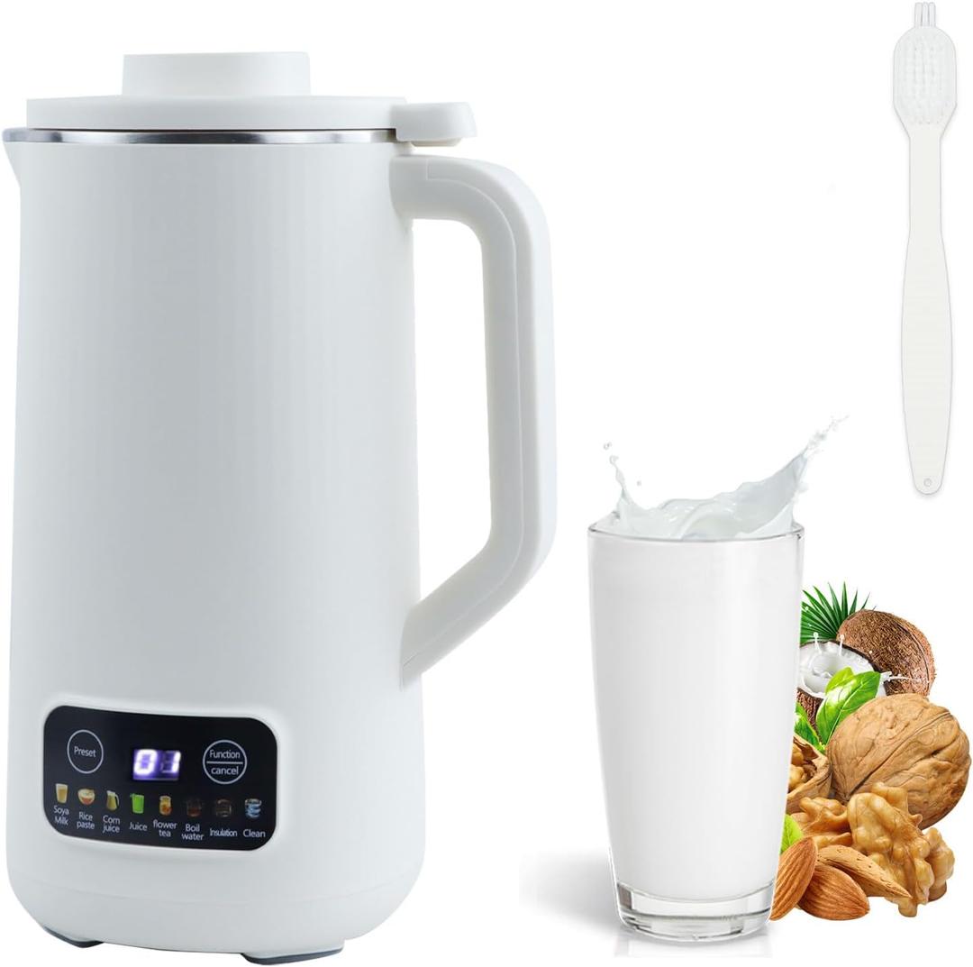 Nut Milk Maker Machine 20oz – Upgraded 10Blade Almond, Soy & Oat Milk Maker, PlantBased DairyFree Beverage Maker with AutoClean, Timer, Keep Warm, Boil & Cold Drink Functions – White