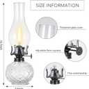 Rustic Large Oil Lamp Vintage Glass Kerosene Lamp Antique Oil Lamps for Indoor Use Emergency Lighting Decor Hurricane Lamp with Black Metal Regulator Chamber Oil Lantern