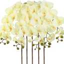 IPOPU 40.16" Champagne Orchid Artificial Flowers 5PCS Look Real Faux Orchids Long Stem Fake Orchid Stems Phalaenopsis for Tall Vase for Bridal Shower Home Party Wedding Decoration (Champagne)