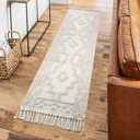 Uphome Boho Runners for Hallways 2' x 8', Washable Farmhouse Entryway Runner Rug, Cotton Tufted Bedroom Runner Rugs, Bohemian Tribal Throw Aesthetic Rug for Kitchen Doorway Bathroom Living Room, Beige