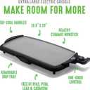 GreenLife 20” Extra Large Electric Griddle, Non-Toxic PFAS & PFOA-Free Ceramic Nonstick, Temperature Control, Quick Even Heating, Removable Drip Tray, Pancakes, Eggs, Sausage, Easy Clean, Black