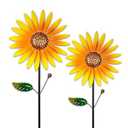 2 Pack Sunflower Wind Spinners/ Pinwheels for Yard Garden, Outdoor Decor
