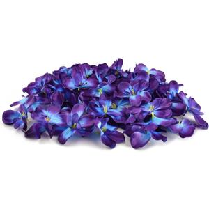 60Pcs Artificial Orchids Flower Heads, Fake Orchid Blooms Head for Wedding Cake Centerpieces Decor Bouquet Making DIY Crafts Bridal Shower Photography Props (Purple and Blue)