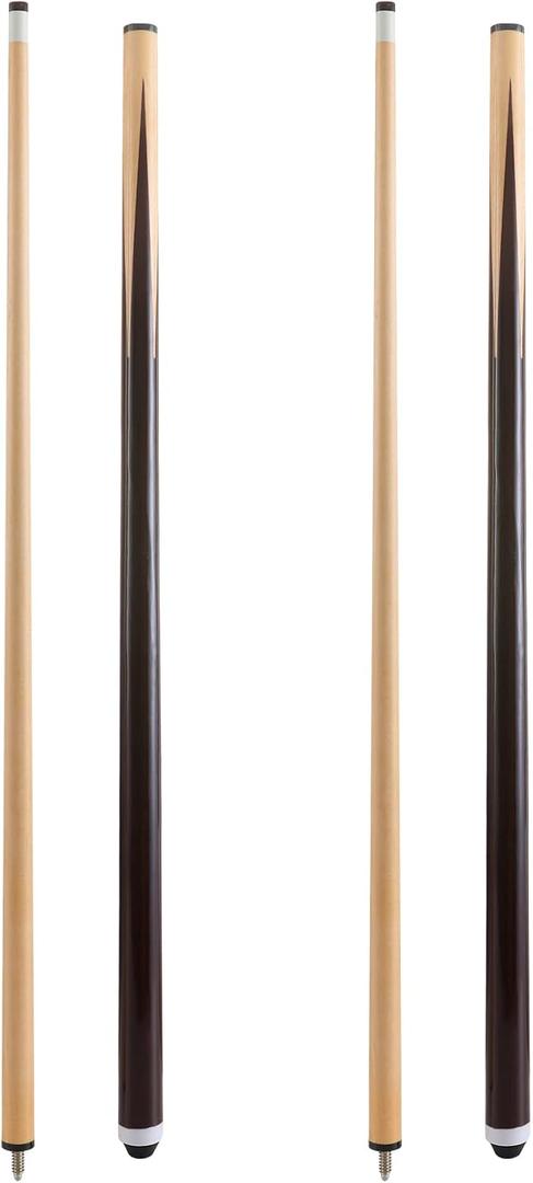 HMQQ Pool Cue Sticks 42"/48"/58" Billiard Cues with 13mm Leather Tip 17oz/18oz Standard or 20oz Heavy Set of 2 or 4 Durable 2-Piece Pool Sticks for Beginners, Adults, Home & Bar