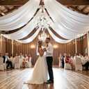 4 Panels 5x40ft White Ceiling Drapes for Wedding, Wrinkle Free Thick Polyester 40ft Long Canopy Tent Ceiling Draping Curtains Arch Drapery for Birthday Party Event Venue Decoration, 60"W x 480"L